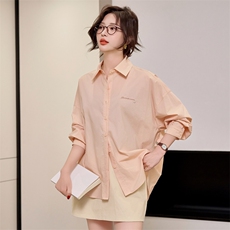 2025春装新款衬衣浅绿色宽松衬衫外套别致漂亮纯棉上衣女，女装衬衫，梦懿尔