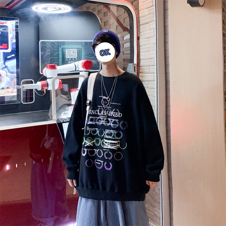 主推设计港风宽松大码潮牌紫色ins圆领卫衣C415-WY888-P35,男装卫衣,电商A456（原C415）