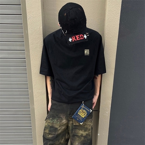 抖音得物品质夏季美式高街220克宽松纯棉潮牌印花短袖T恤MT30特15图片