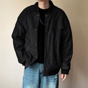 现货刺绣鹿皮绒夹克外套宽松休闲棒球服男A351-AJ2595-特批P95图片