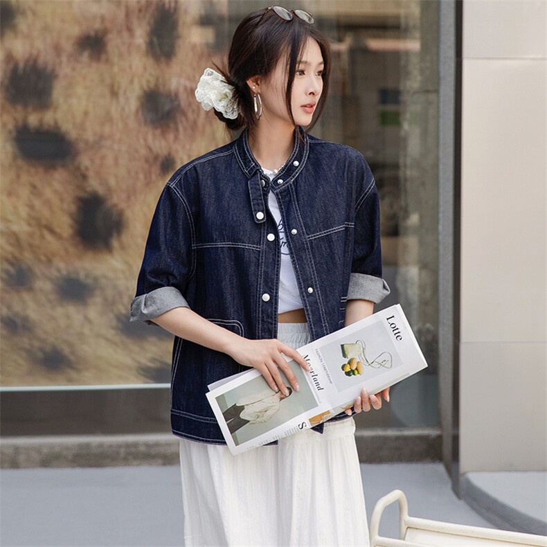 BAO跑量牛仔外套女短款百搭小个子上衣2025春秋时尚拼色休闲夹克，女装牛仔外套，跑量工厂店