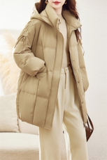 羽绒服女冬季2024年新款女款时尚洋气外套秋冬白鸭绒中长款面包服，女装羽绒服，丽影随形