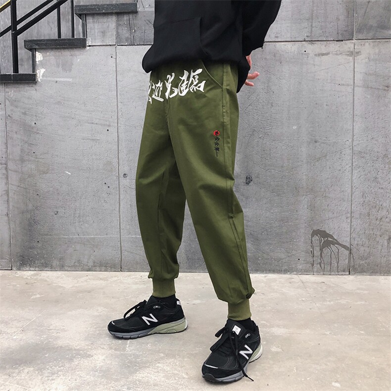 国潮中文刺绣束脚工装裤男嘻哈街头休闲裤N016-P35,男装休闲裤,星座1501