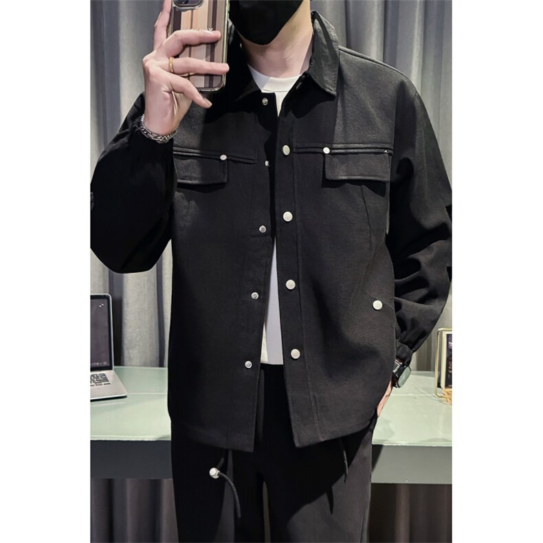 社会小伙秋装新款男时尚工装夹克男店主外套JK82-P78控128黑色,男装夹克,星座301B-1