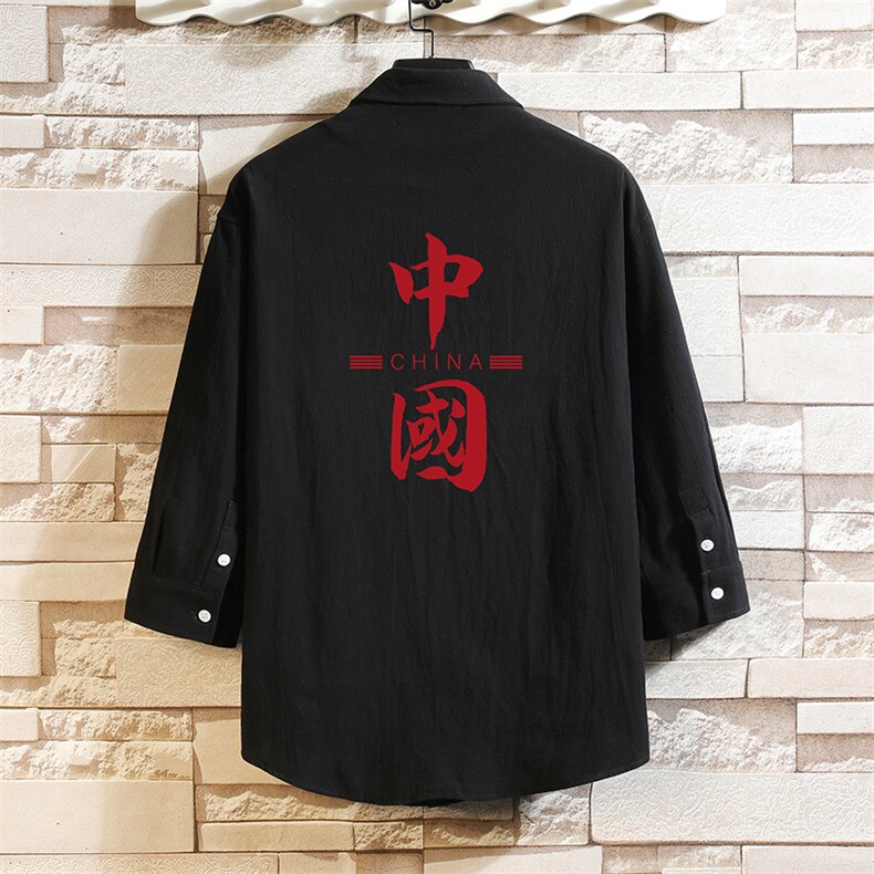 QC58198-P45亚七分袖衬衫男大码五分袖衬衣男短袖砖墙,男装衬衫,电商A040A