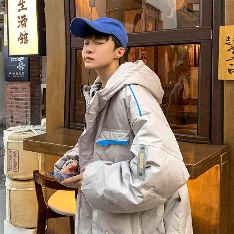 港风ins羽绒服男女同款带帽字母印花白鸭绒Y5813-P190【特价】,男装羽绒服,电商A007