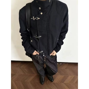 网图有货 做旧飞机扣翻领夹克男女美式复古工装外套上衣 A981-P78图片