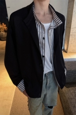 KS10149-特批50控95经典开衫休闲上衣设计感假两件复古大码卫衣，男装卫衣，电商A059