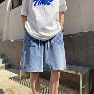 牛仔短裤男五分裤夏季薄款直筒高街中裤潮牌ins工装裤衩N3075图片