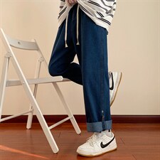 秋季新款港风红地板牛仔裤微弹宽松简约直筒牛仔DK7912-P50控68，男装牛仔裤，星座717