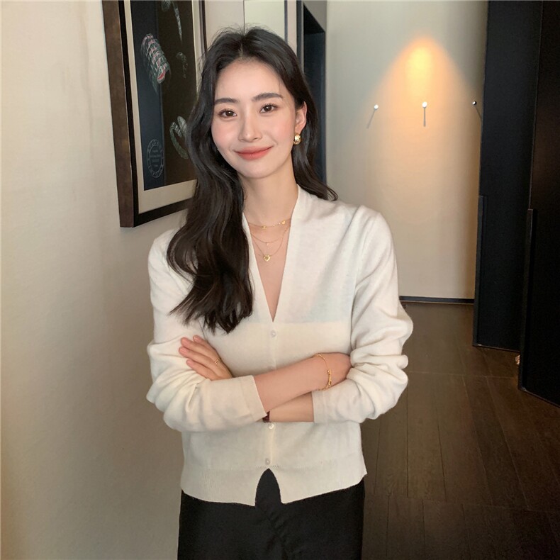 2025秋冬百搭时尚假两件开衫拼色舒适,女装羊绒衫,玛卡隆羊绒