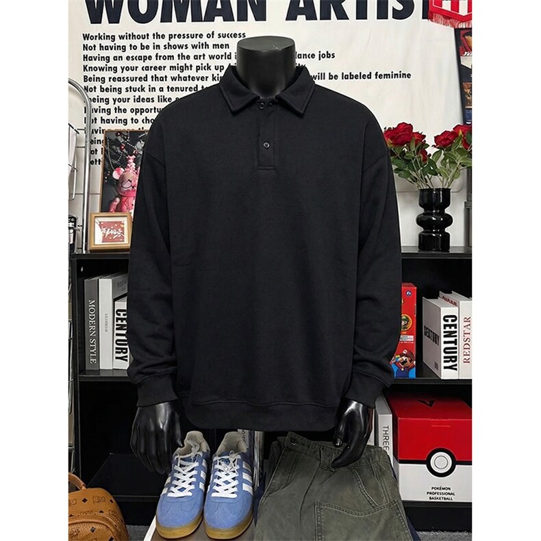 抖音得物高品质二开26春装美式高街结构设计POLO翻领卫衣外套W77，男装Polo衫，电商A486