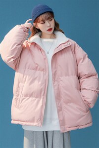 中性风2023冬季男女同款纯色立领棉衣百搭时尚棉服外套MY100特P78图片
