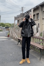 搭配马丁靴的休闲裤男秋冬搭配皮衣机车风痞帅1412-2/612/P48，男装皮衣，星座1412-2