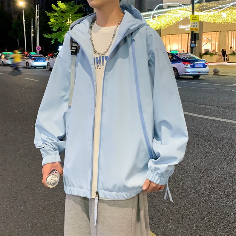 新款港风外景三防连帽纯色冲锋衣宽松二开夹克男DSA157B-J208-P75,男装夹克,电商A157B