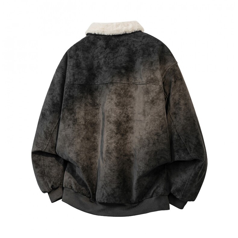 现货冬季美拉德毛领雾面PU皮棉服加绒加厚保暖百搭设计款情侣棉衣,男装棉衣,电商A443