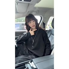 抖音得物品质美式高街重磅曼巴棉拼接cleanfit亨利领卫衣长袖T恤，男装T恤，电商A486