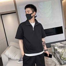 社会风纯色套头宽松休闲两件套装舒适B297-7725-P105控148，男装休闲套装，电商B297