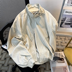 小众设计感pu皮垫肩机车服夹克男款春新款潮流宽松外套W6073-P70，男装夹克，星座412-2