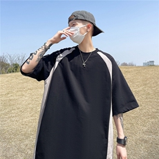 2025高品质300克全棉双纱短袖撞色圆领光板T恤打底衫男RH7718-P33，男装T恤，星座610B-1