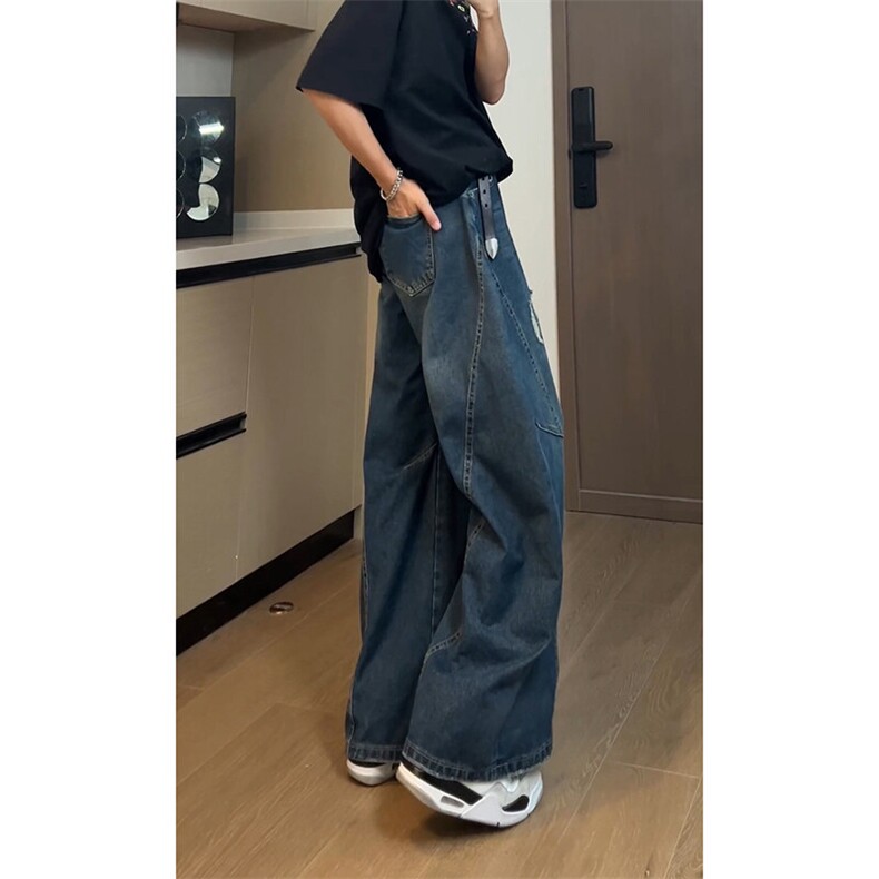 宽松破洞牛仔裤阔腿裤男A23-P45,男装牛仔裤,电商D312-1