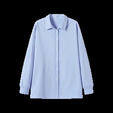 2026春夏新款蓝衬衫女学院风宽松慵懒风叠穿衬衣通勤百搭清新减龄，女装衬衫，艾米