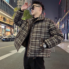 AY108/P128控168冬季社会小伙保暖百搭不过时格子面包服男图首2，男装棉衣，星座305B-1