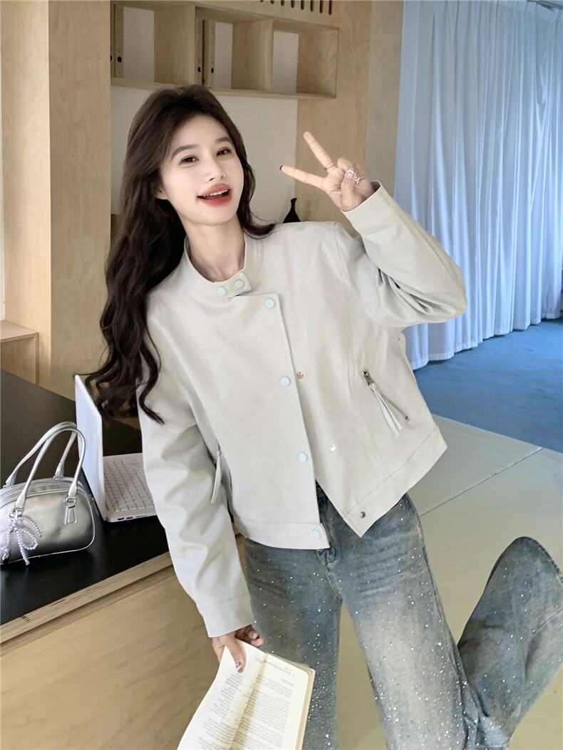 【现货】短款立领夹克外套P145-K238，女装短外套，浙宝128A