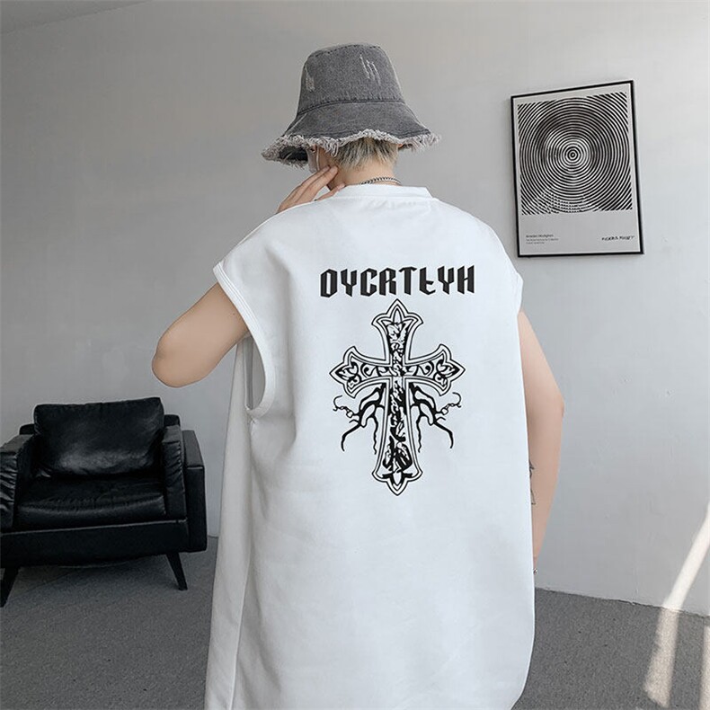 无袖背心男夏季新款港风宽松鹿皮绒圆领套头大码坎肩T9955-P25，男装背心/马甲，星座214-3