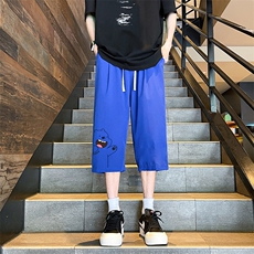 QK72131-P25冰丝七分裤男大码速干短裤男五分裤港风风格，男装休闲裤，电商A040