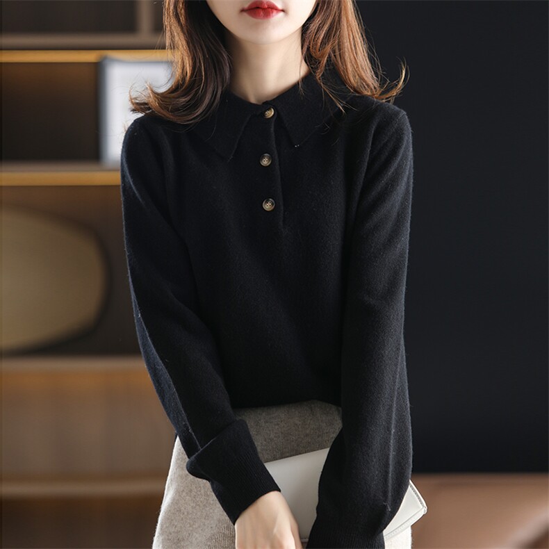 【显瘦神器】秋冬新款polo领羊毛衫女修身半身裙时尚百搭裙，女装羊毛衫，君贝羊绒