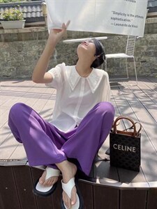 【现货】绣花领小衫图片