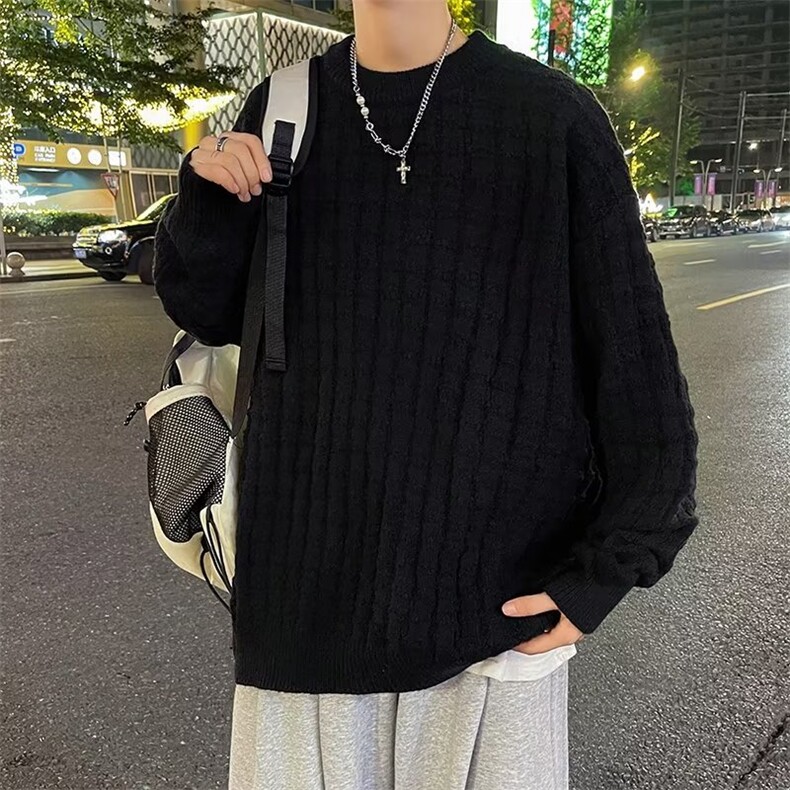 圆领毛衣男士秋冬季针织衫外套男生宽松复古外穿打底7318P50,男装针织衫/毛衣,星座410-2