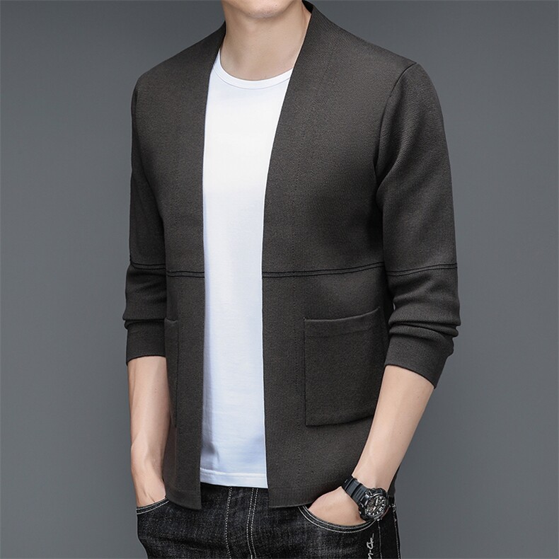 2023新款春秋季男士针织衫春装中年爸爸商务休闲条子开衫外套，男装卫衣，电商B212（原钱塘6029）