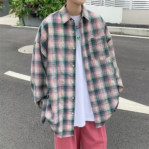 长袖衬衫格子复古休闲外套 C90图片
