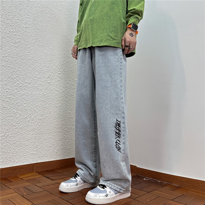 k1030-p45-控68M-5XL港风高阶拉链黑暗破洞宽松大码牛仔裤,男装牛仔裤,星座116
