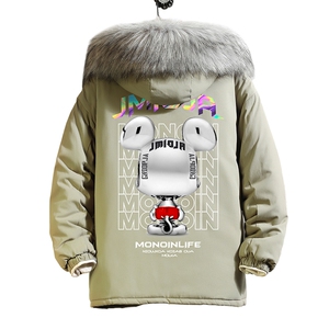 MM48214-P130 冬季大毛领衣男士大码加厚袄男服 砖墙图片