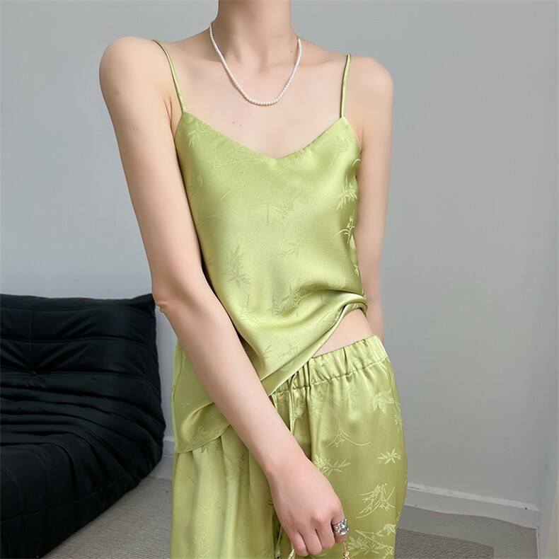 新中式裤子夏季薄款女小个子高腰凉感醋酸显瘦拖地直筒阔腿裤长裤，女装休闲裤，蒙绒特