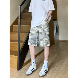夏季复古迷彩工装宽松阔腿直筒五分休闲短裤男 K5916-特P35 控59图片