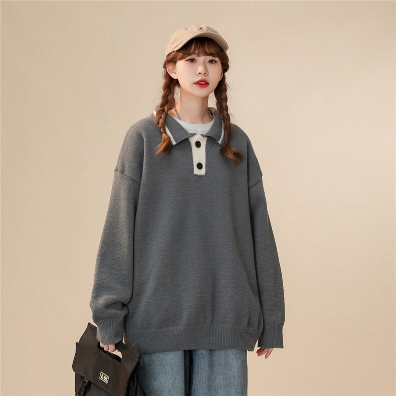 1中性风POLO衫翻领套头毛衣大码M-5XL针织衫女外套女8720P60控88,针织衫/毛衣,星座226-2