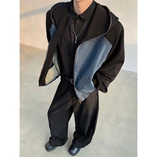 现货JY208-P102牛仔拼接短款垫肩外套男网图，男装工装外套，星座1501-3