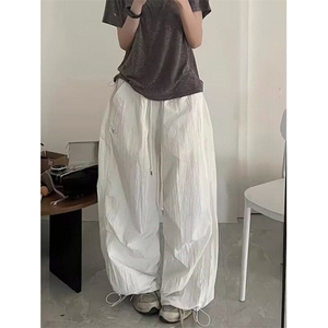 CP1178-P47 美式降落伞工装裤松紧抽绳宽松皱褶口袋美式休闲长裤图片