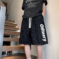 短裤男夏季新款港风冰丝宽松灯芯绒扎染五分裤DK3067-P28，男装牛仔裤，星座214-3