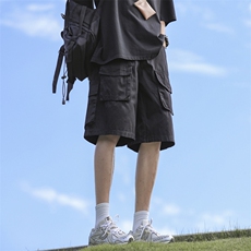 抖音品质2024夏季工装短裤男士韩版潮流多口袋ins五分裤K5521-P49，男装牛仔裤，星座412-2