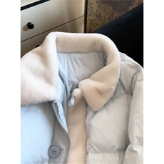 1506-1/M77041/P89韩版拼接毛领奶蓝色高级感棉服棉，男装棉衣，星座1506-1