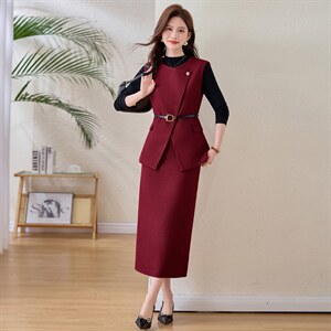 《现货》2026年春季法式高级磨毛马甲三件套新款女时尚休闲套装，女装套装/套裙，韩宇舍
