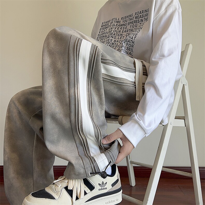 815A-MK97932-P58 美式迷彩脏染休闲裤直筒堆叠脏脏布运动裤男图片