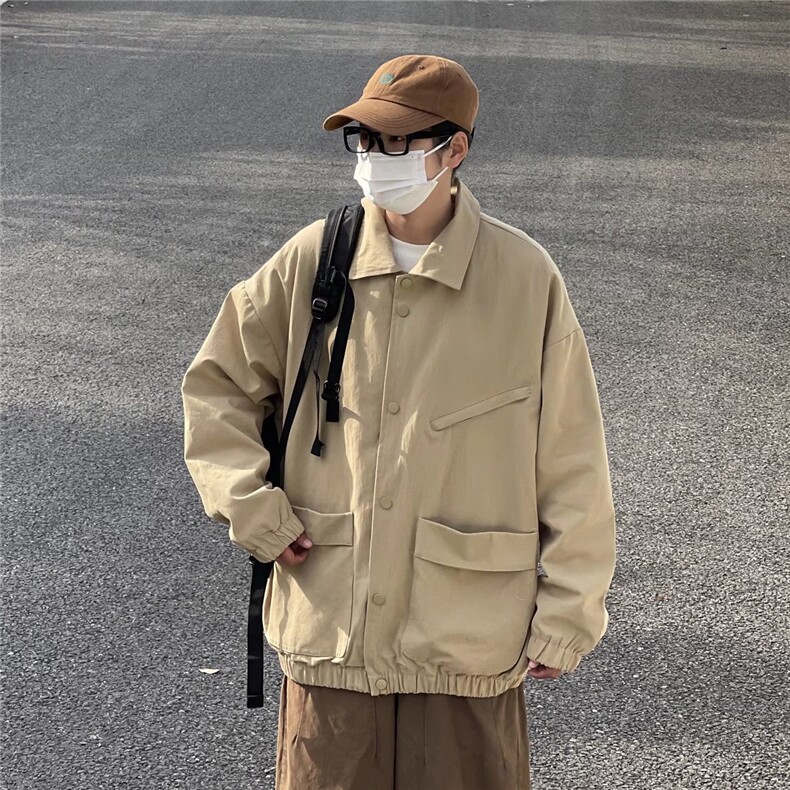 2025年春季日系复古翻领工装夹克外套男士原宿风宽松休闲外套，男装夹克，星座1210-1