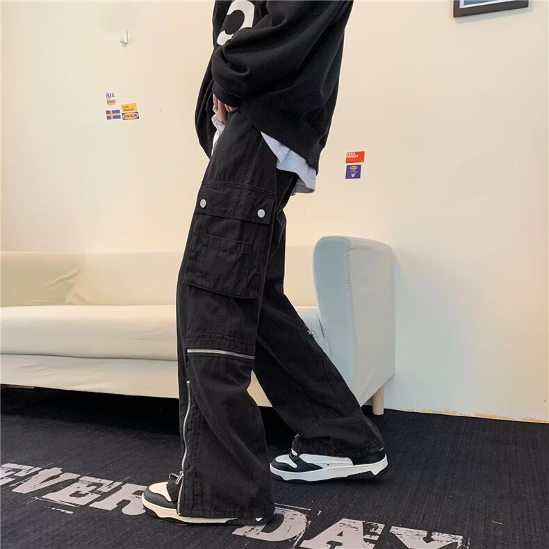 工装裤男潮牌ins日系休闲裤宽松高街百搭直筒阔腿长裤子K953-P55,男装工装外套,星座1008-1