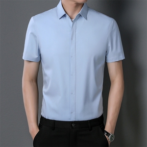 C8816钱塘2020-1夏季薄款中年男士商务休闲百搭短袖衬衫P53图片